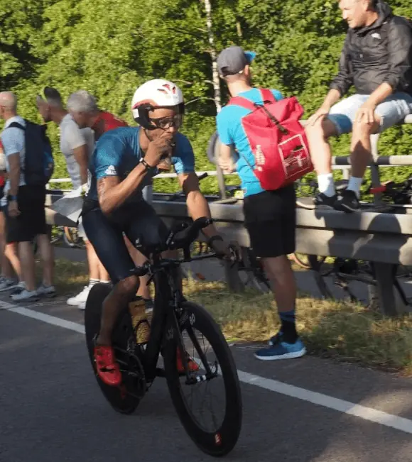 Sanele on the bike at Challenge Roth